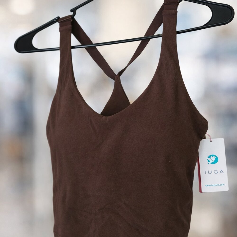 IUGA ButterLab V-Neck Adjustable Workout Tank Brown (S)